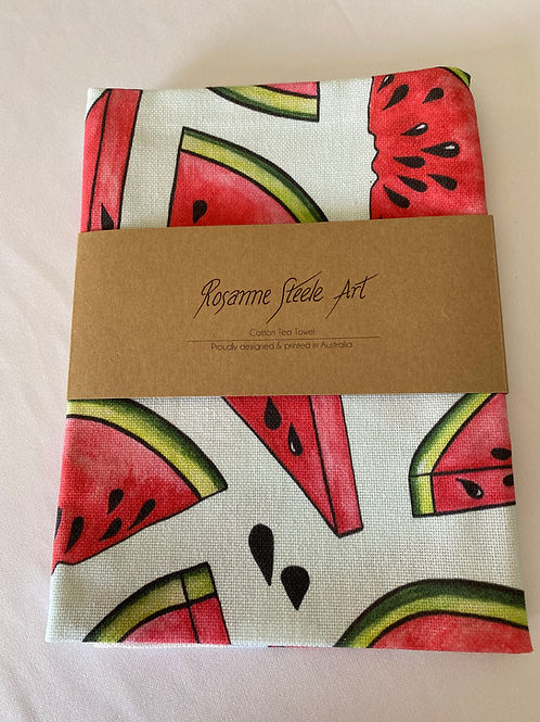 Tea Towel - Watermelon with blue background