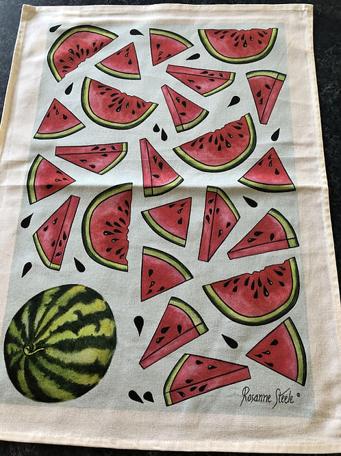 Tea Towel - Watermelon with blue background